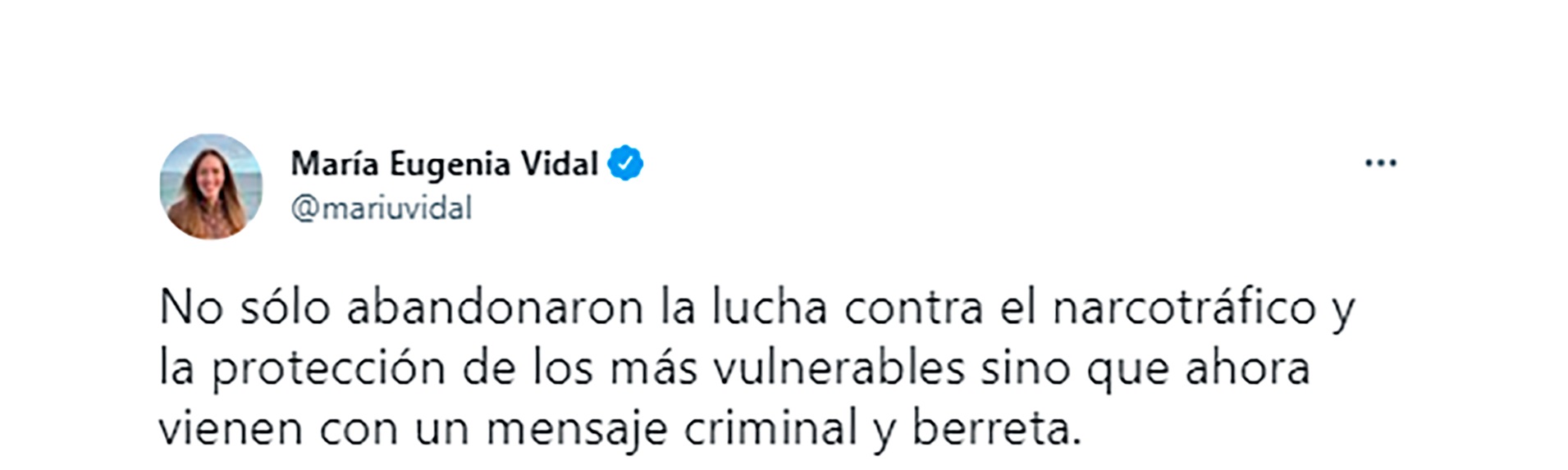 El mensaje de María Eugenia Vidal en Twitter