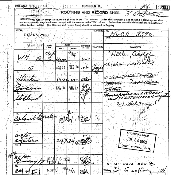 Folio 003 de la CIA sobre Hitler en Colombia.
