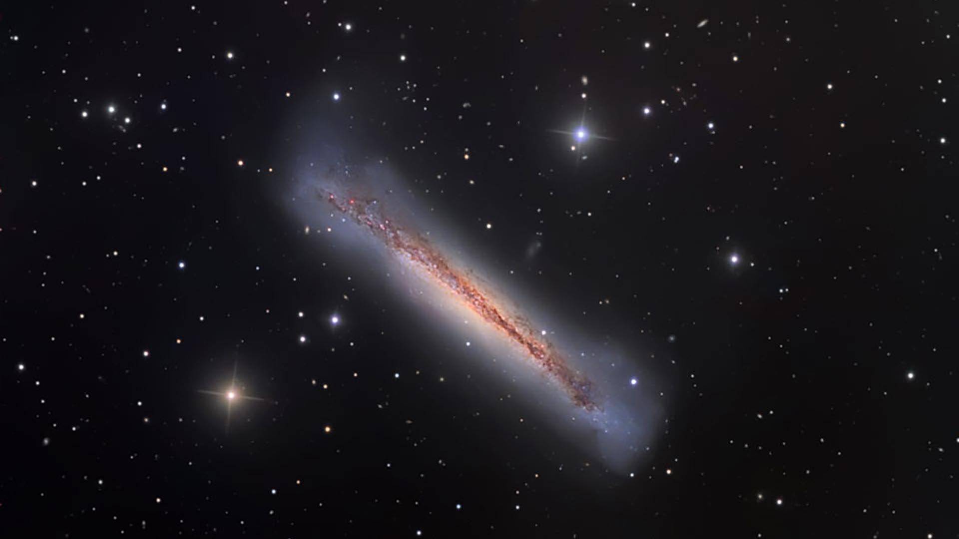 La forma de la Galaxia Hamburguesa se distingue por tener una cola de gran amplitud (Eric Coles y Mel Helm). 