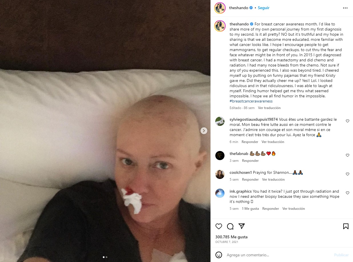 Shannen Doherty compartió en 2021 los estragos que le había dejado la quimioterapia y su forma de sobrellevar la enfermedadFoto: Instagram/theshando