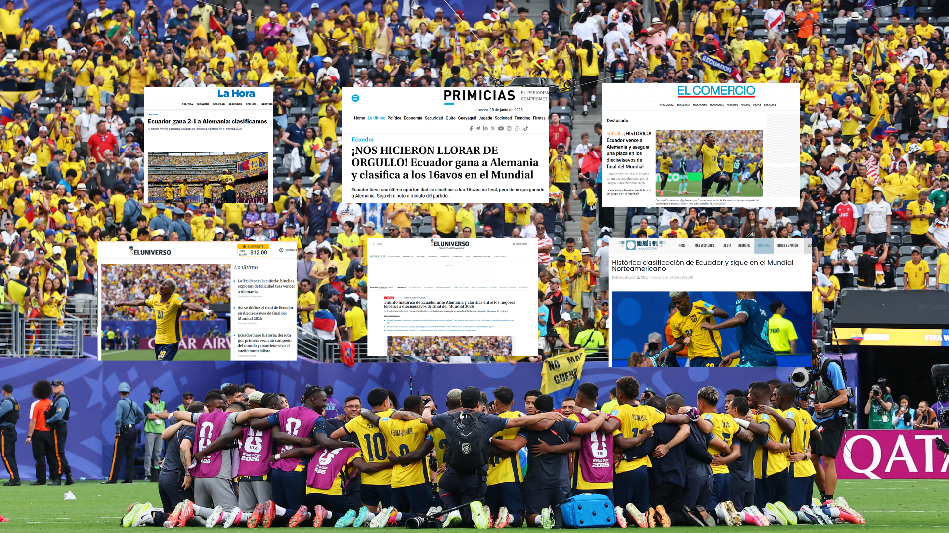 "?Nos hicieron llorar de orgullo!": las portadas de los medios ecuatorianos tras la hist&oacute;rica victoria ante Alemania en el Mundial 