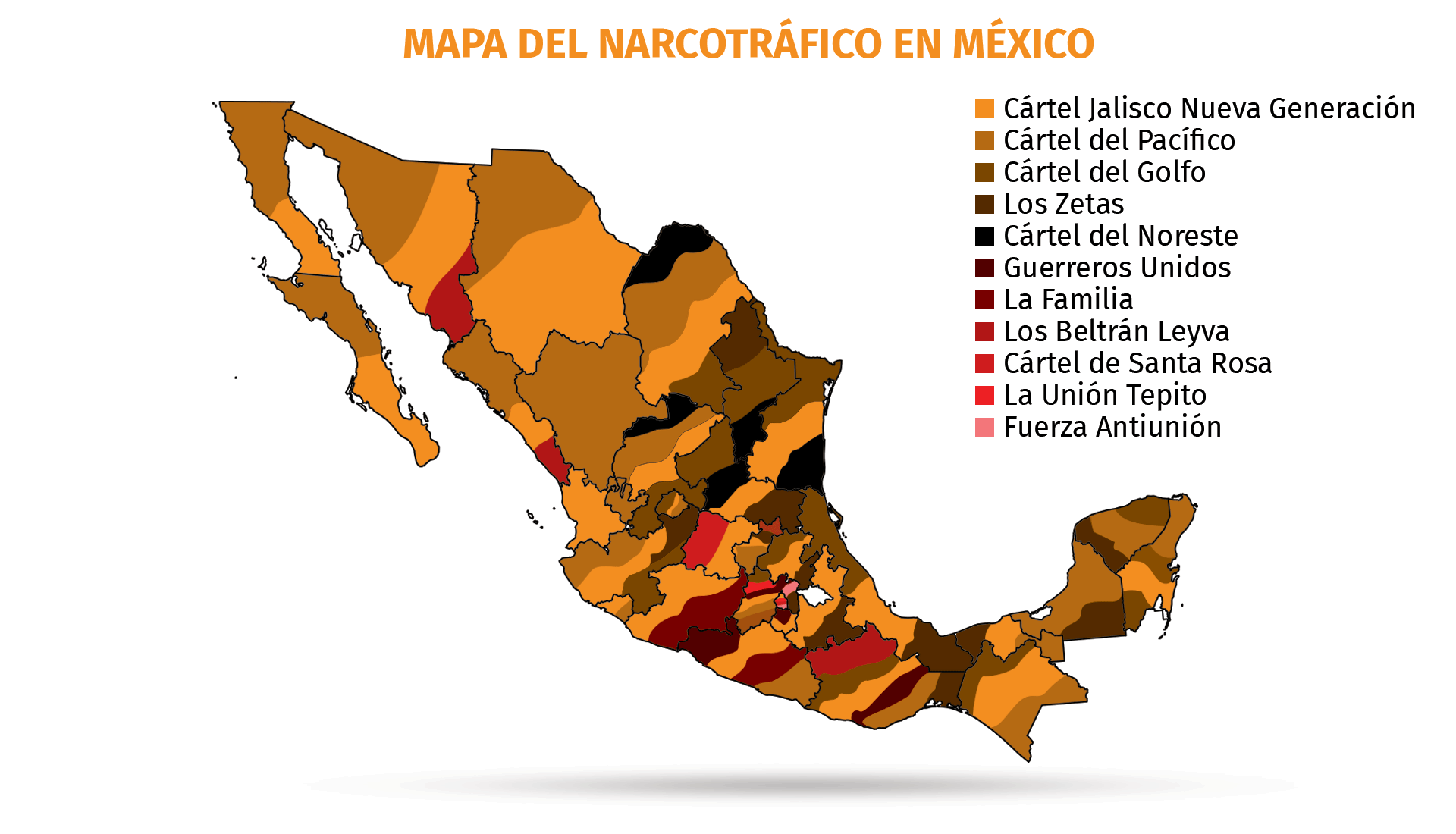 Mapa del narcotráfico en México. Con información de la UIF del gobierno federal (Mapa: Infobae México)