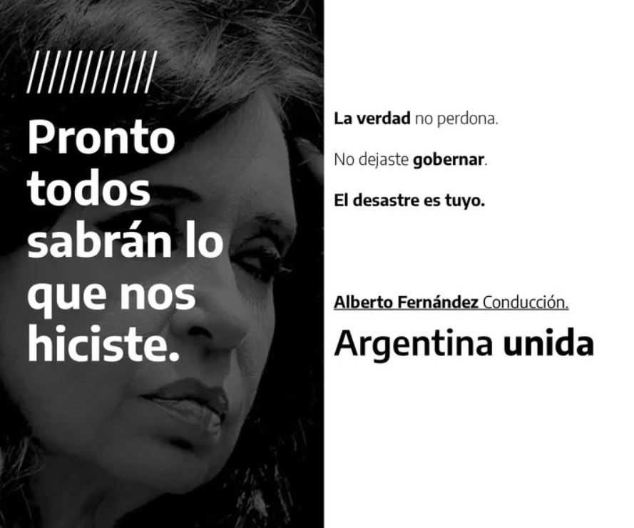 Otro de los afiches contra Cristina Kirchner que aparecieron pegados el último lunes en distintos puntos de CABA. 