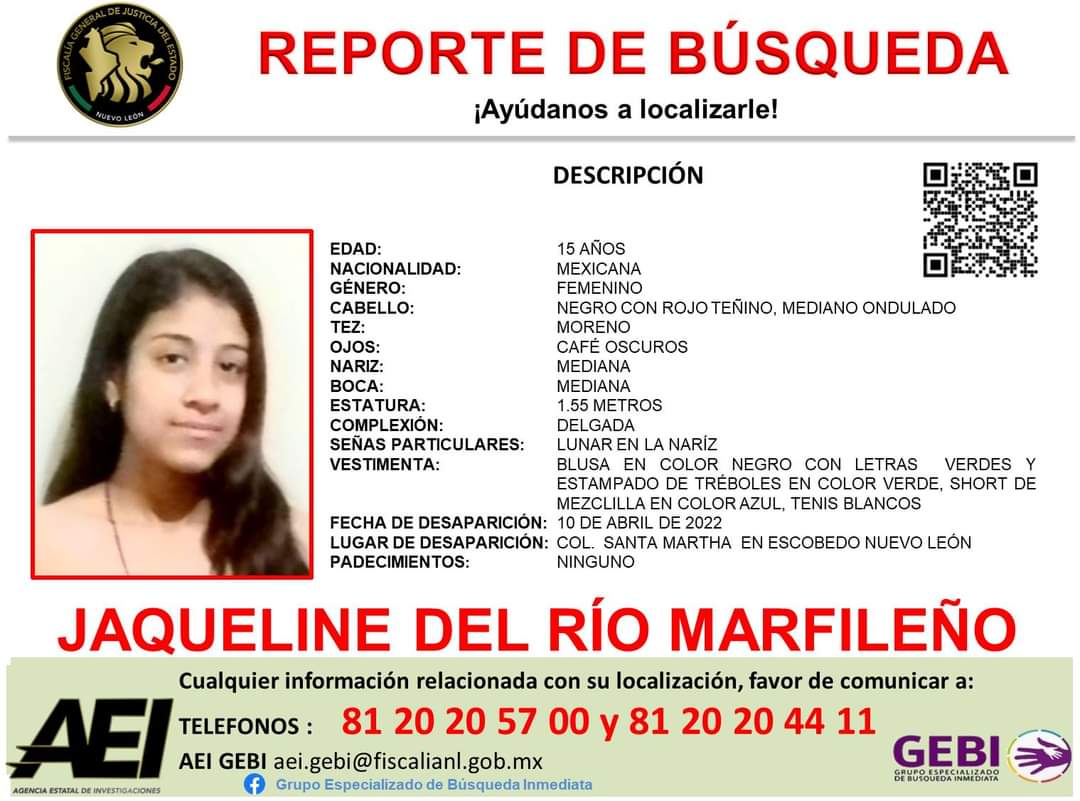 Jaqueline Marfileño desapareció en Escobedo, al igual que Alma Delia Hernández. Foto: Twitter/@sofiabenutto