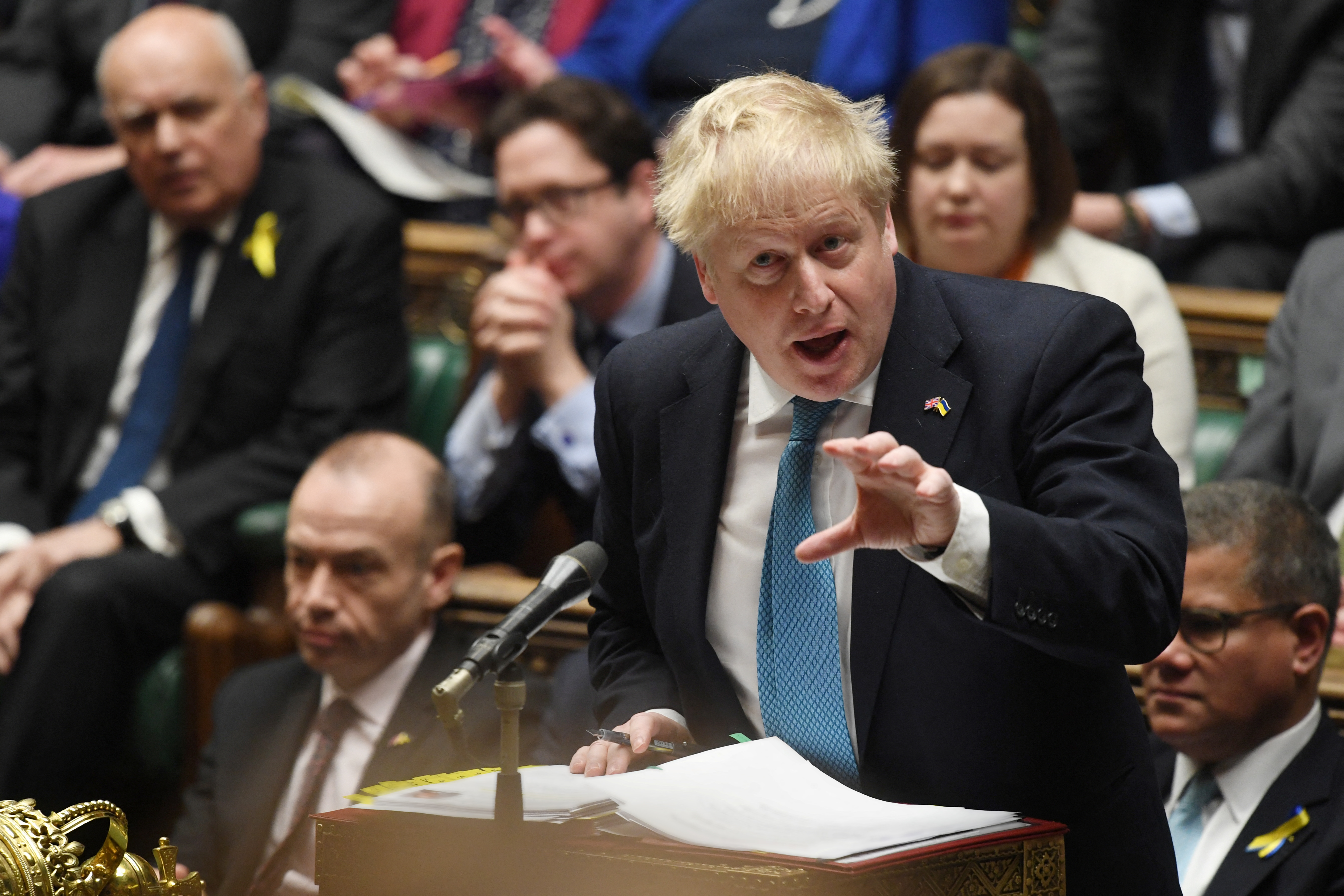Boris Johnson en la Cámara de los Comunes (UK Parliament/Jessica Taylor/Handout via REUTERS)