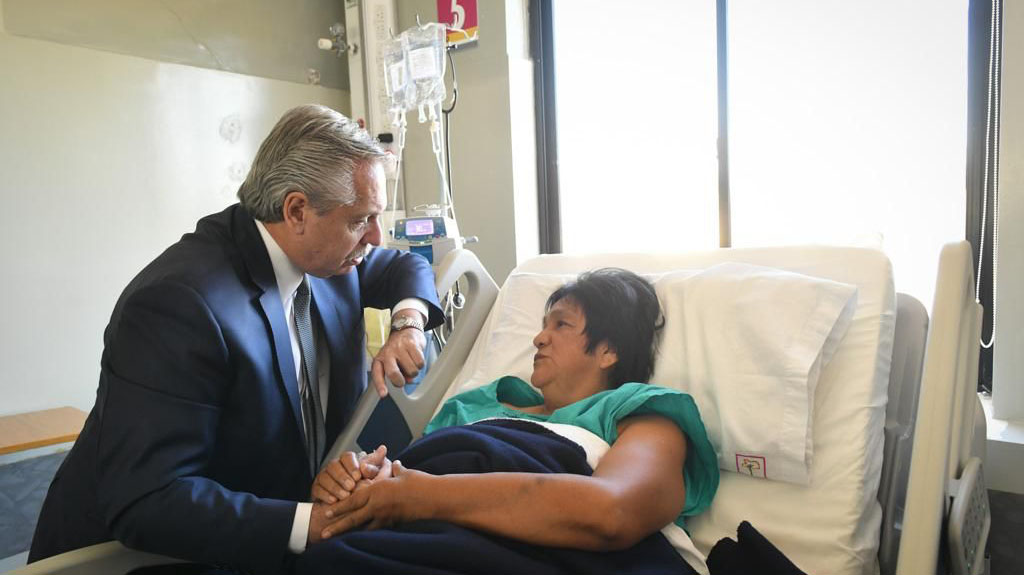 La última visita que recibió del presidente Alberto Fernández cuando fue internada por un problema de salud