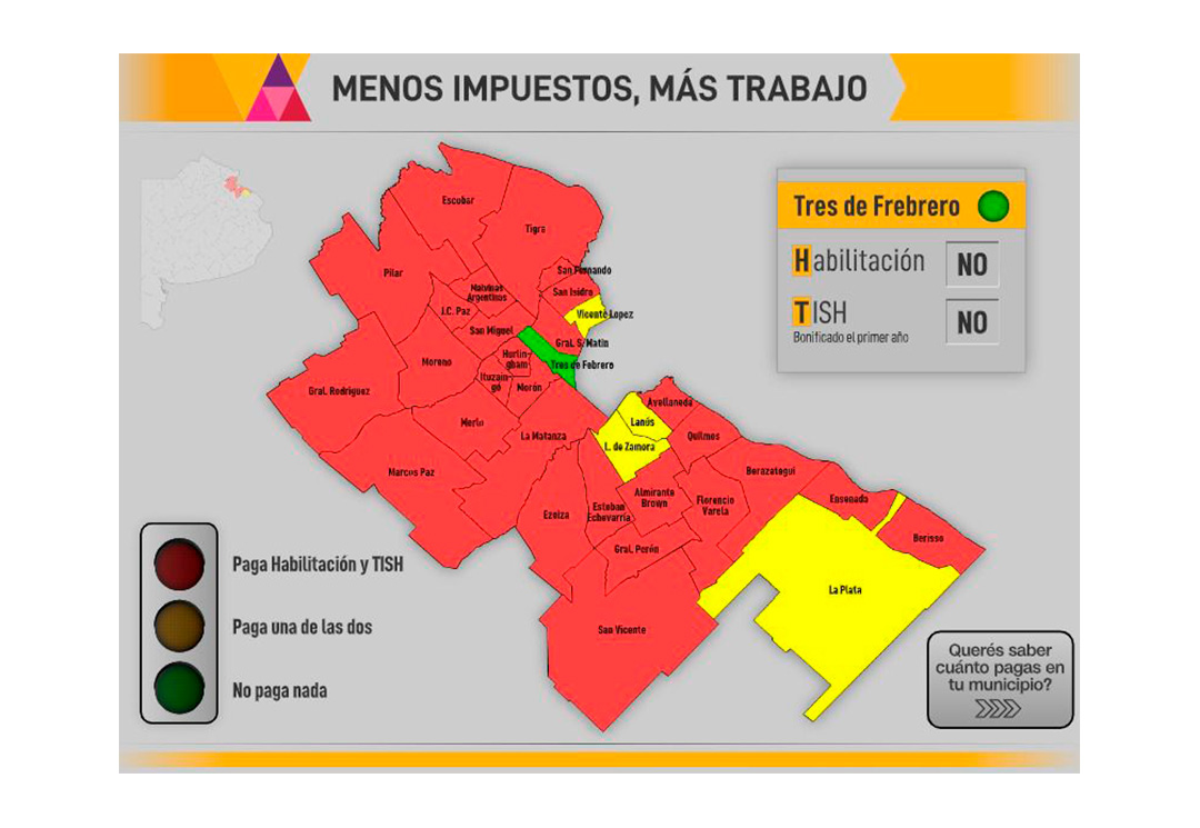 El mapa de orientación sobre el status fiscal de los municipios del GBA 