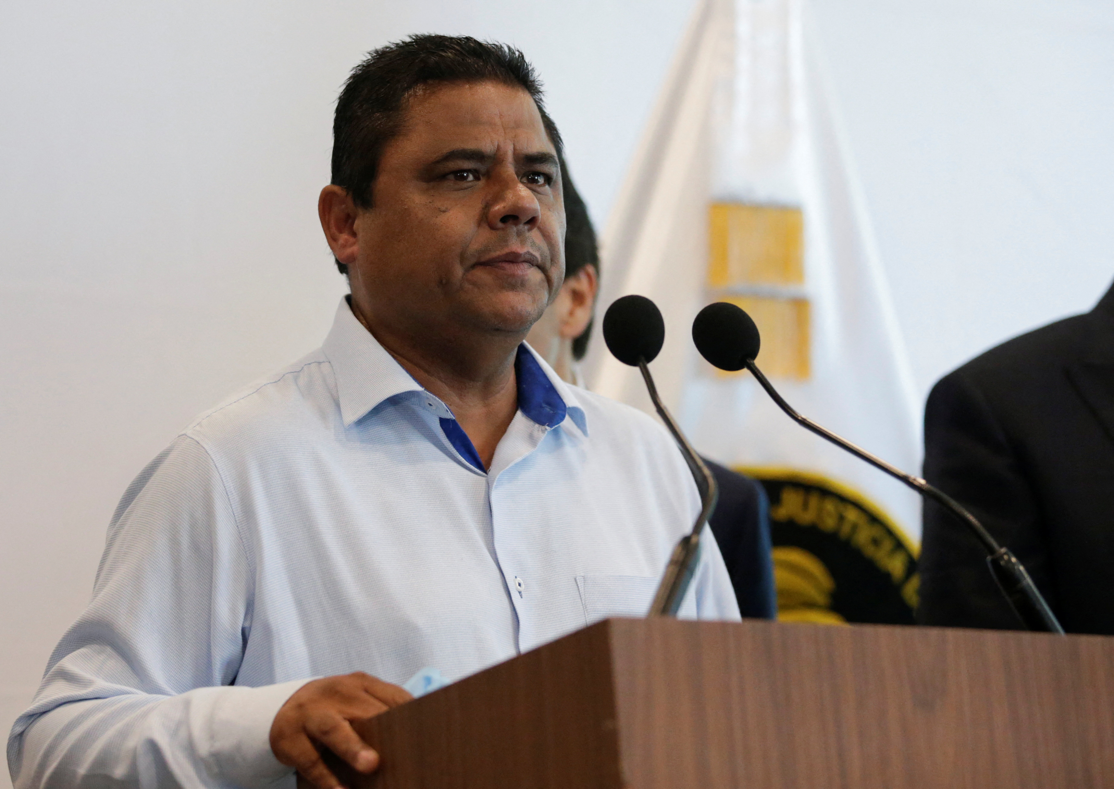 Mario Escobar, father of Debanhi Escobar, speaks during a news conference to discuss his daughter's case at the State Attorney General's Office building, in Monterrey, Mexico May 13, 2022. REUTERS/Daniel Becerril