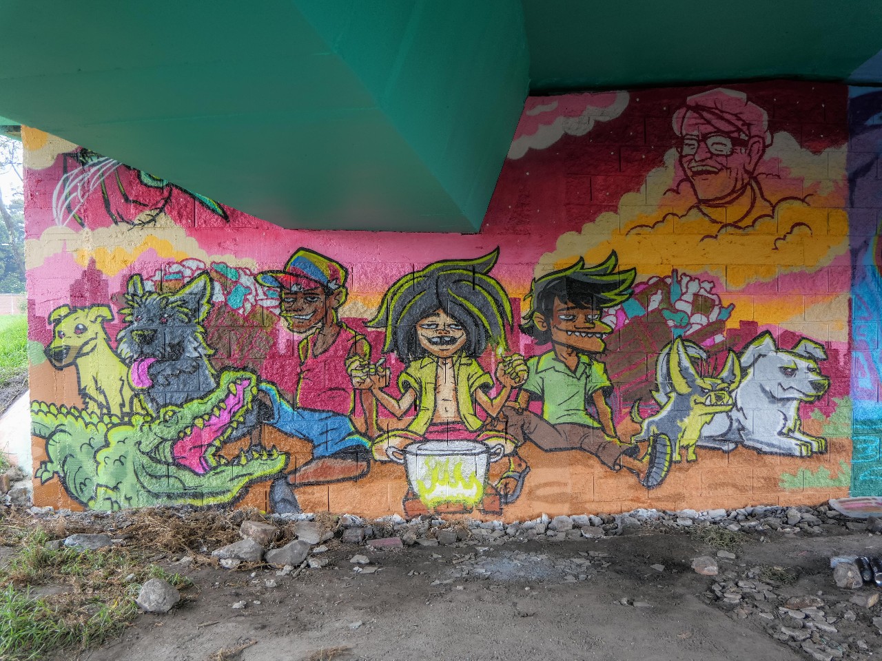 Mural hecho por SaintCat Crew con los habitantes de calle - Idartes