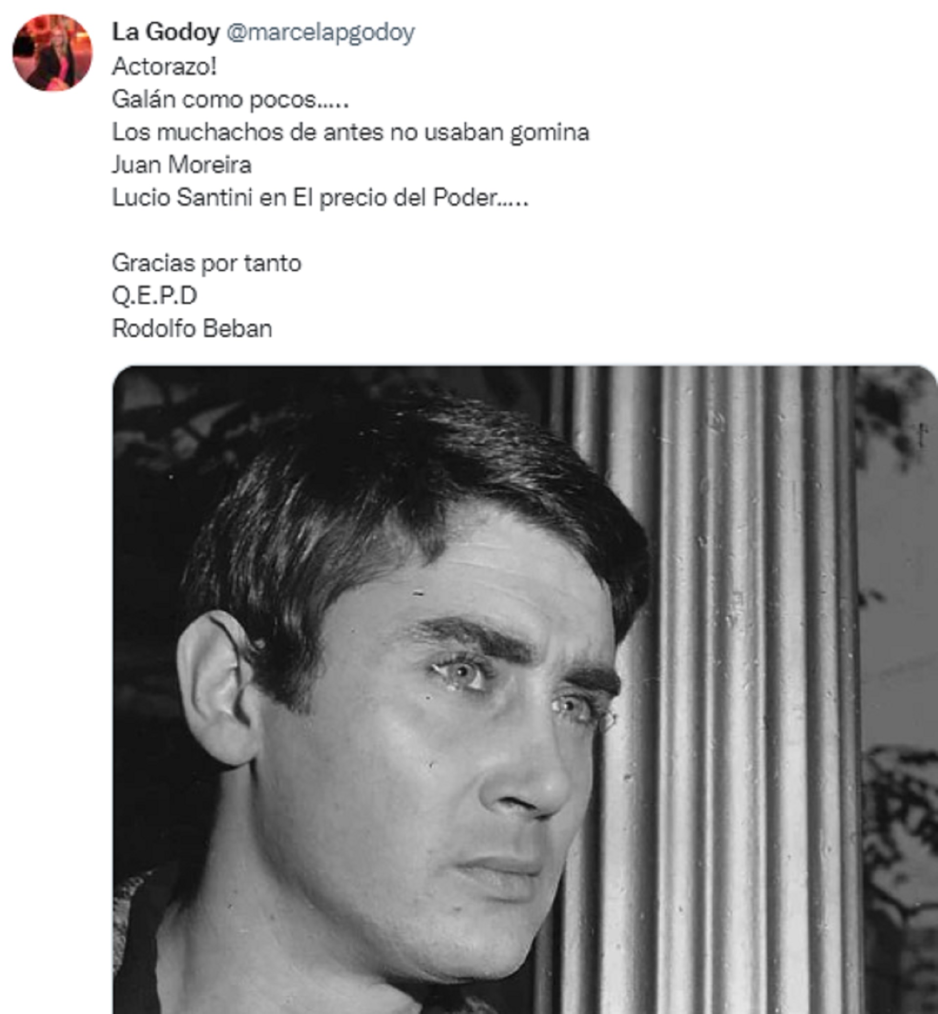 El tuit de Marcela Godoy para despedir a Rodolfo Bebán