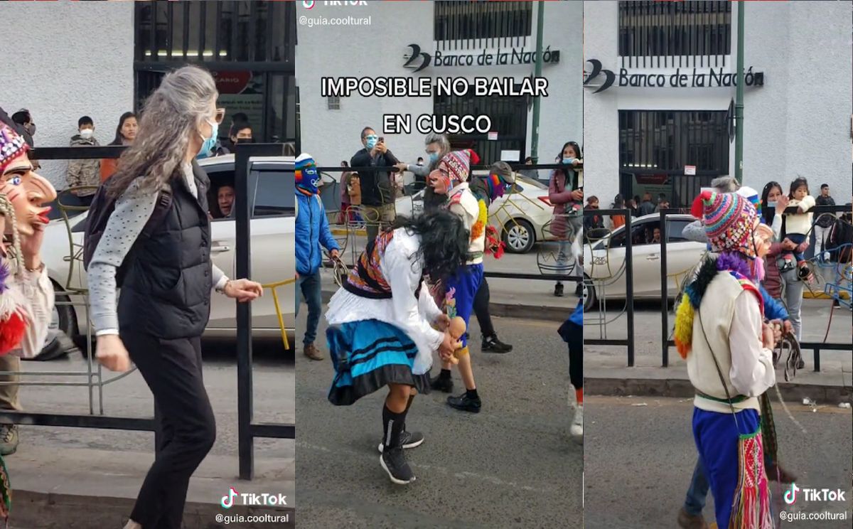 Una turista se ponen a bailar en las calles del Cusco y se vuelve viral en TikTok