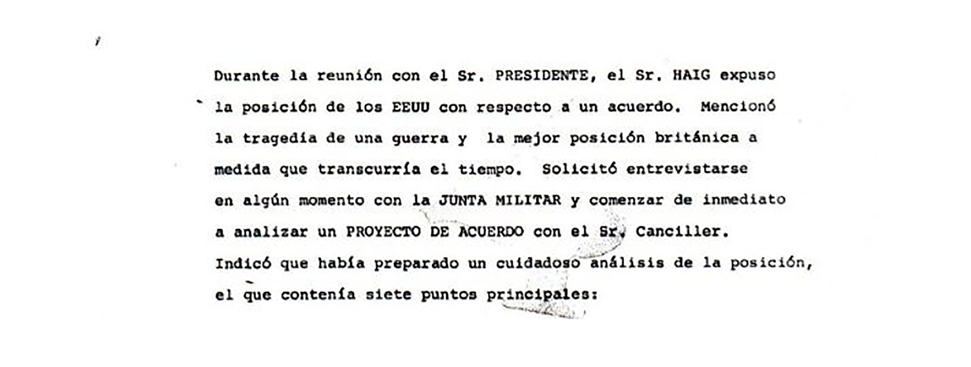 informe del encuentro de Haig con Galtieri