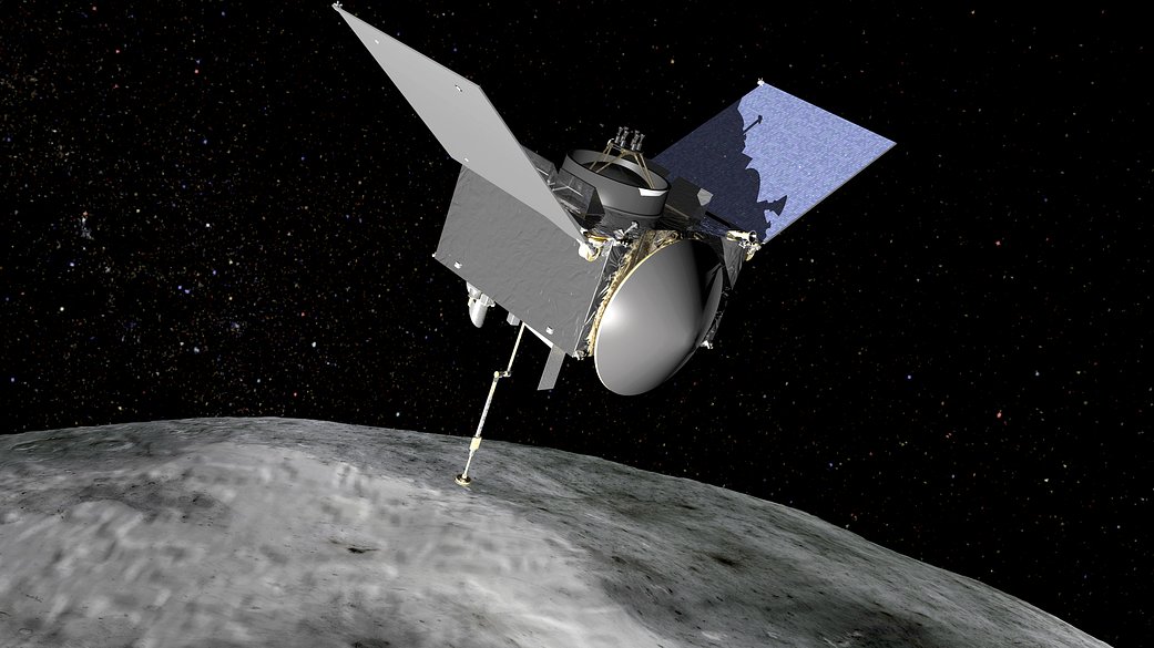 Illustration of the OSIRIS-APEX probe on the asteroid.  (photo: NASA)