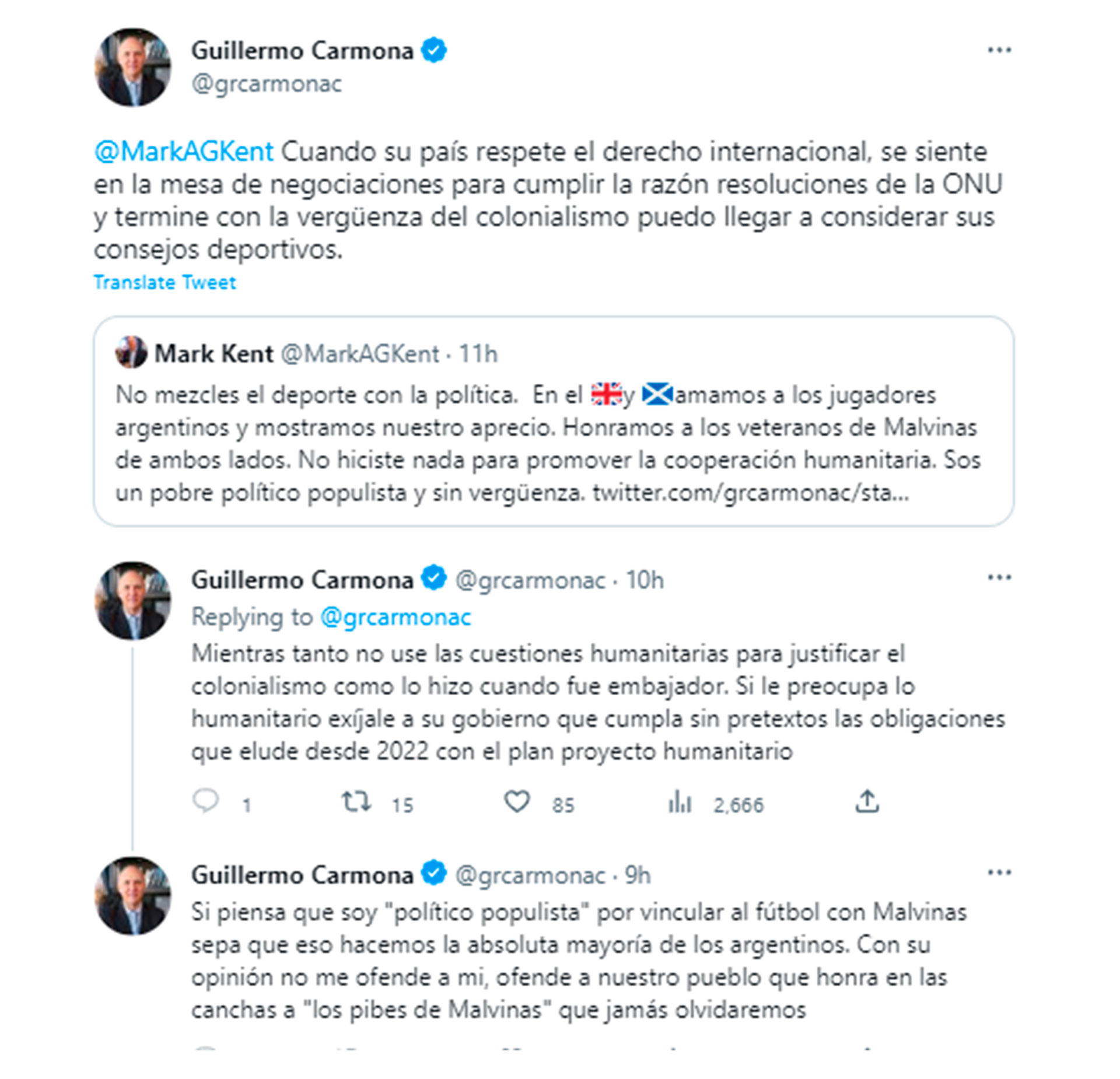 La respuesta de Guillermo Carmona a Kent