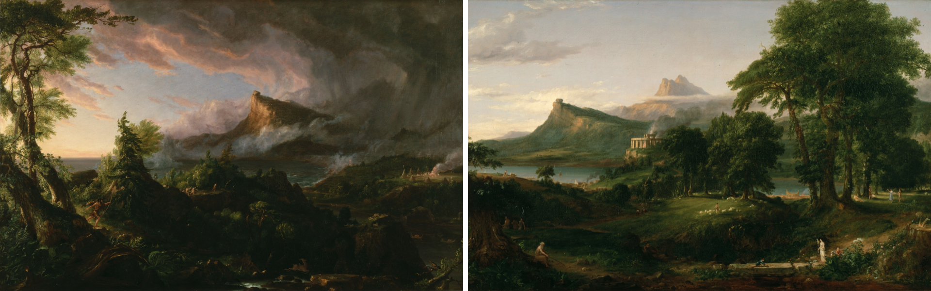 “El estado primitivo" y "El estado arcaico" de Thomas Cole