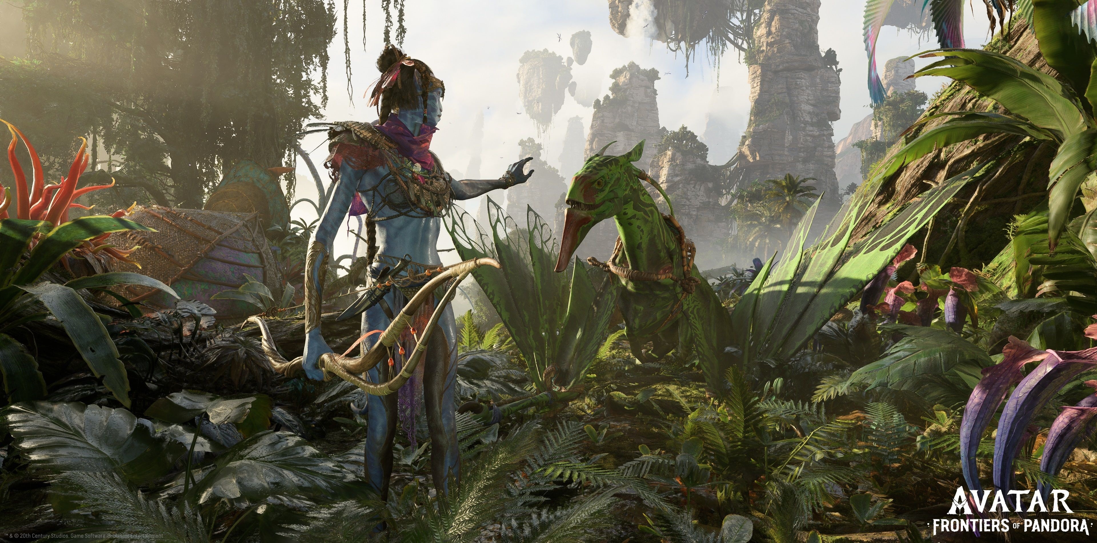 Fotografía cedida hoy por Ubisoft que muestra una captura del juego "Avatar: Frontiers of Pandora", que la firma presentó en la feria de videojuegos E3 que arrancó este sábado en Los Ángeles, California (EE.UU). EFE/Ubisoft
