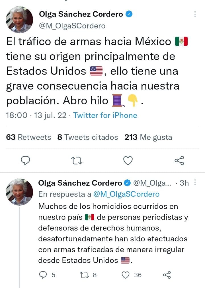 Olga Sánchez Cordero vía Twitter (Captura de pantalla)
