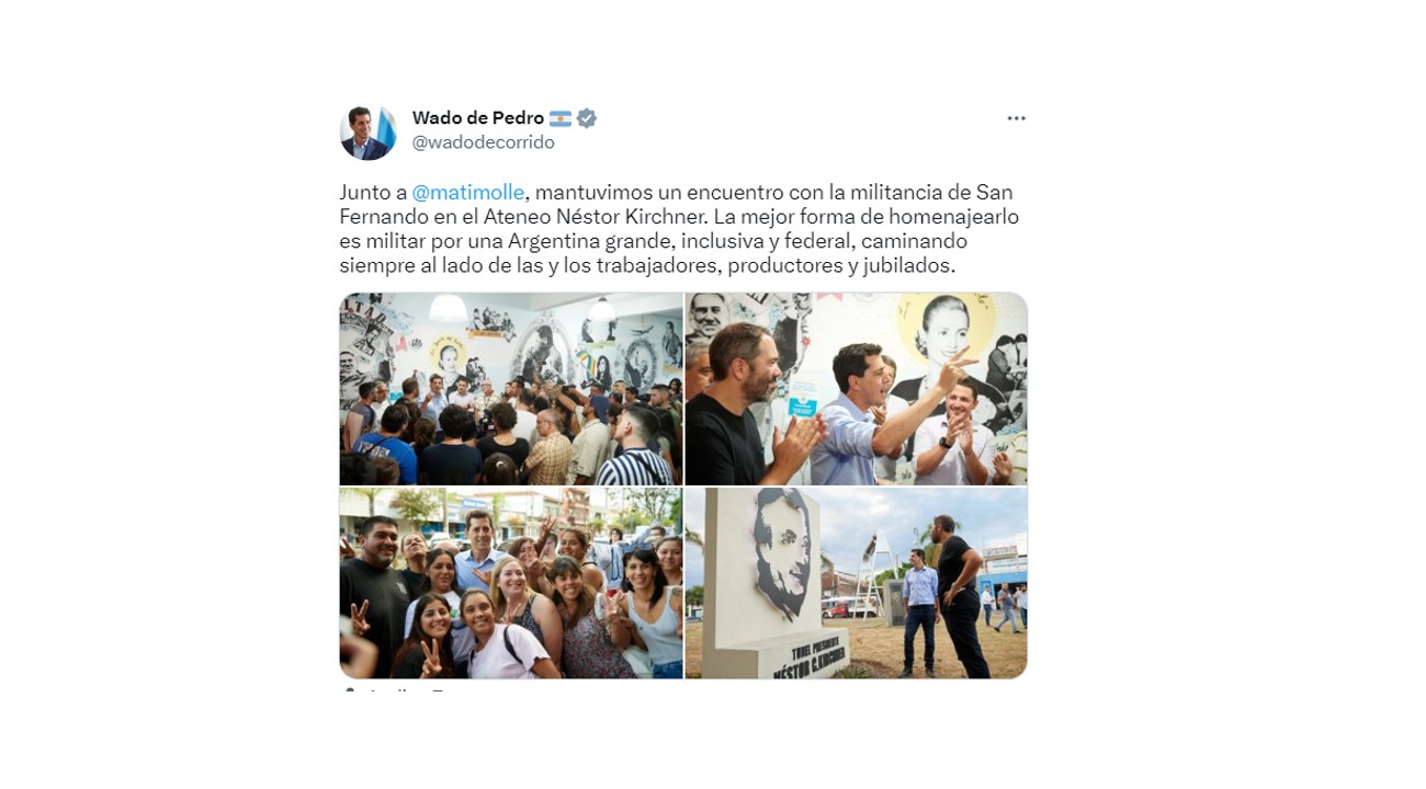 El mensaje con el que "Wado" De Pedro conmemoró el cumpleaños de Néstor Kirchner
