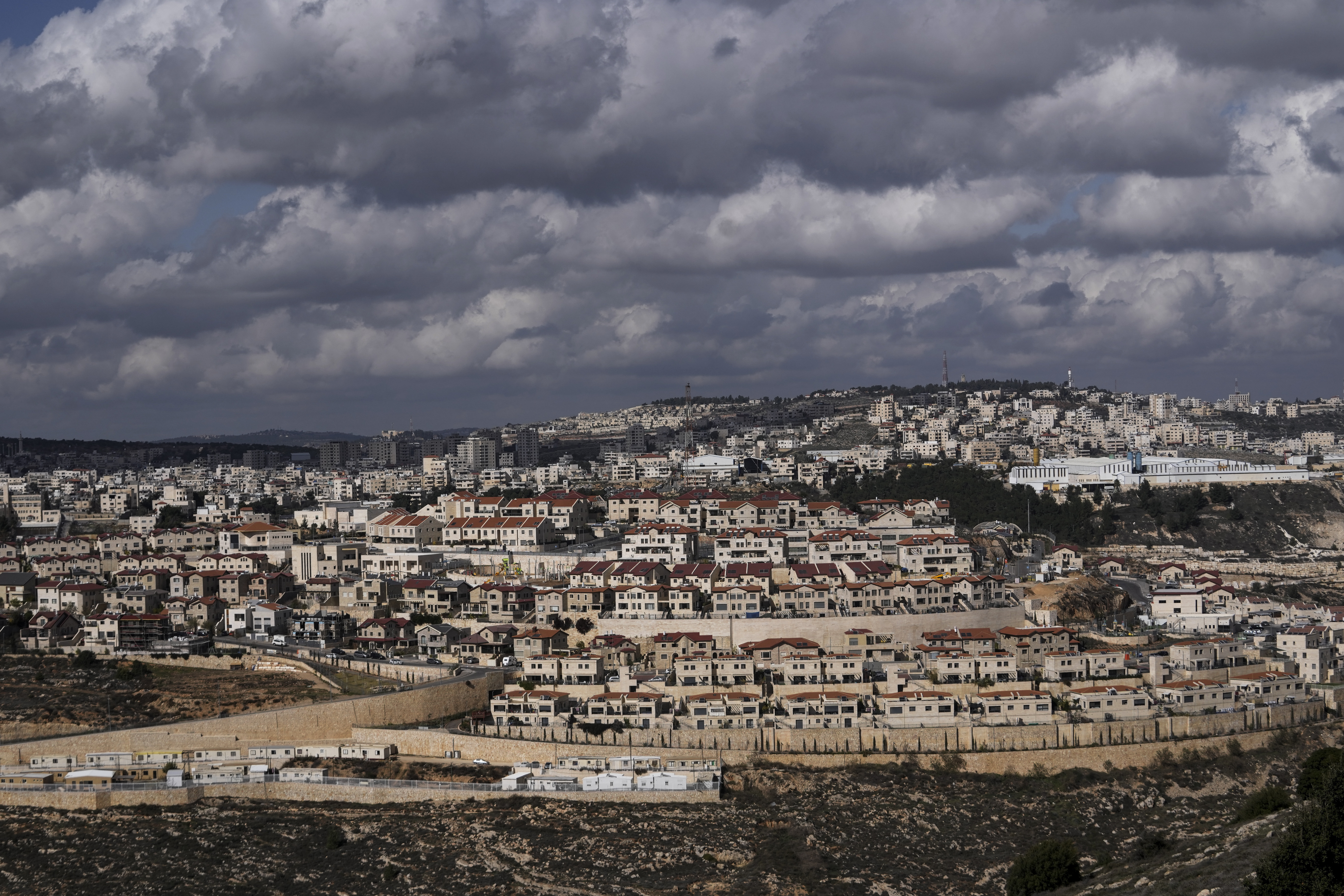 A general view of the Jewish settlement of Efrat in the West Bank on Monday, January 30, 2023. The Israeli settler population in the West Bank has surpassed half a million people, a pro-settlement group said on Thursday, February 2, 2023.  (AP Photo/Mahmoud Illean)