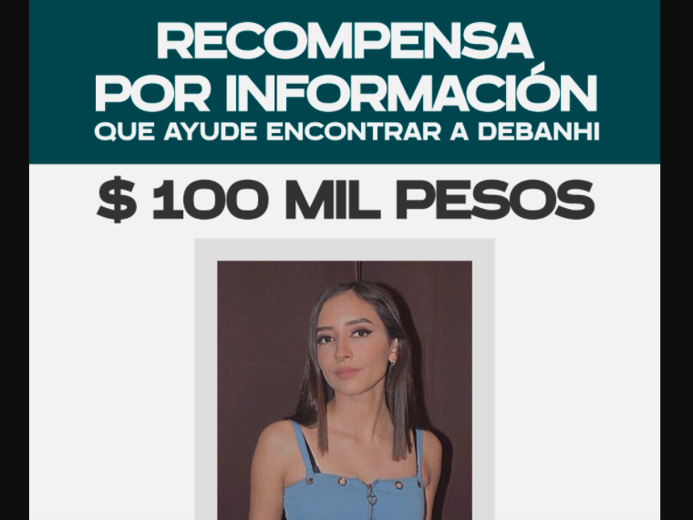 Recompensa por información sobre Debanhi Escobar (Foto: Comisión Popular Local de Búsqueda)