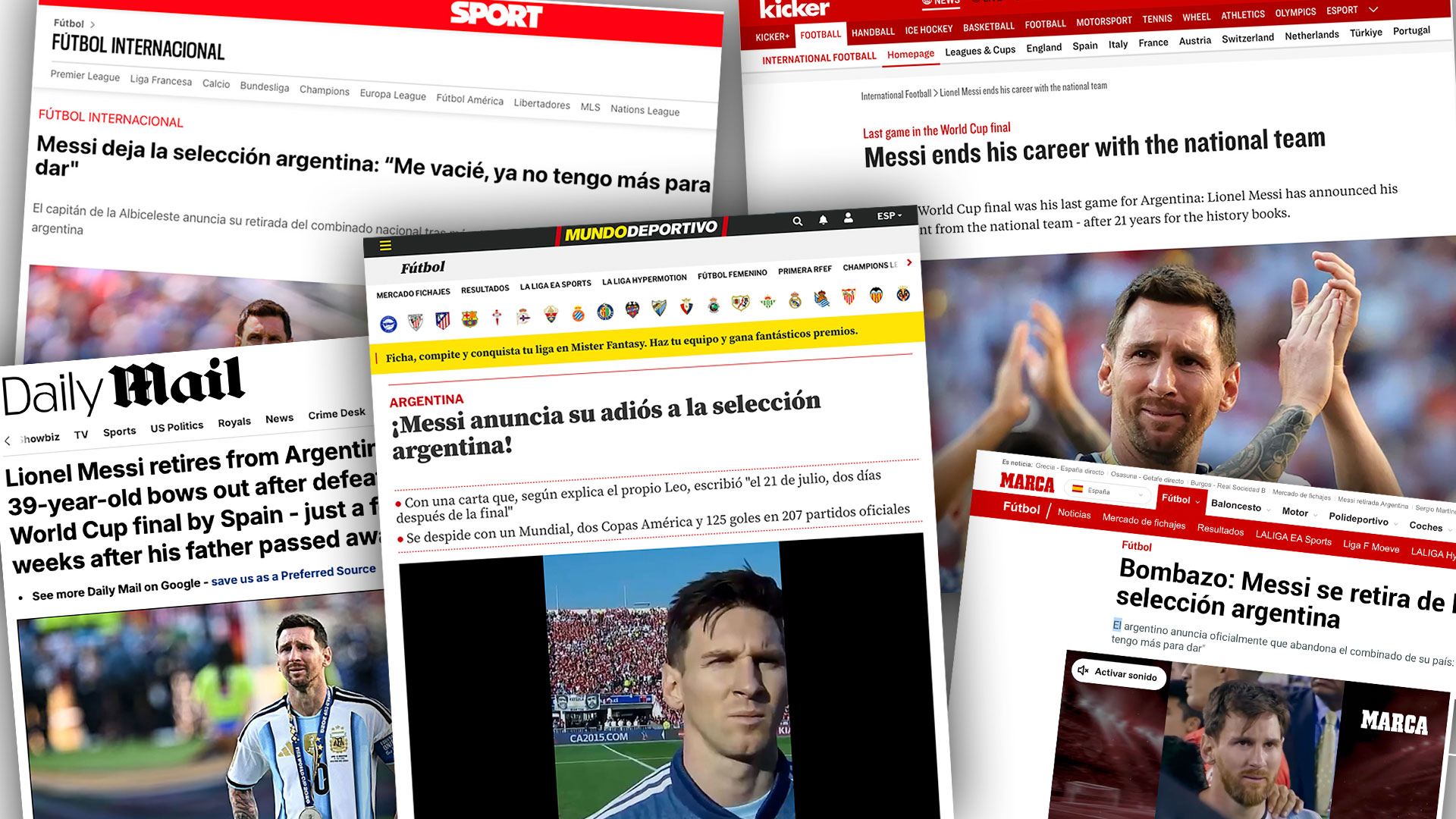 "Bombazo" y una burla de mal gusto de Inglaterra: las portadas de los medios del mundo tras el retiro de Messi de la Selecci&oacute;n