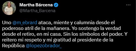 La embajadora respondió a los señalamientos de Ebrard vía redes sociales (Twitter/@Martha_Barcena)