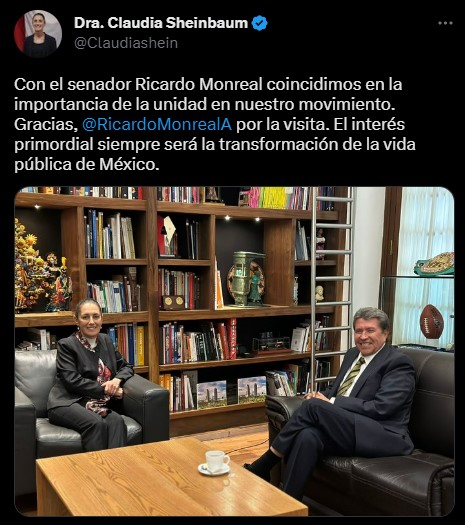 Sheinbaum agradeció la visita de la jefa de Gobierno (Twitter/@Claudiashein)