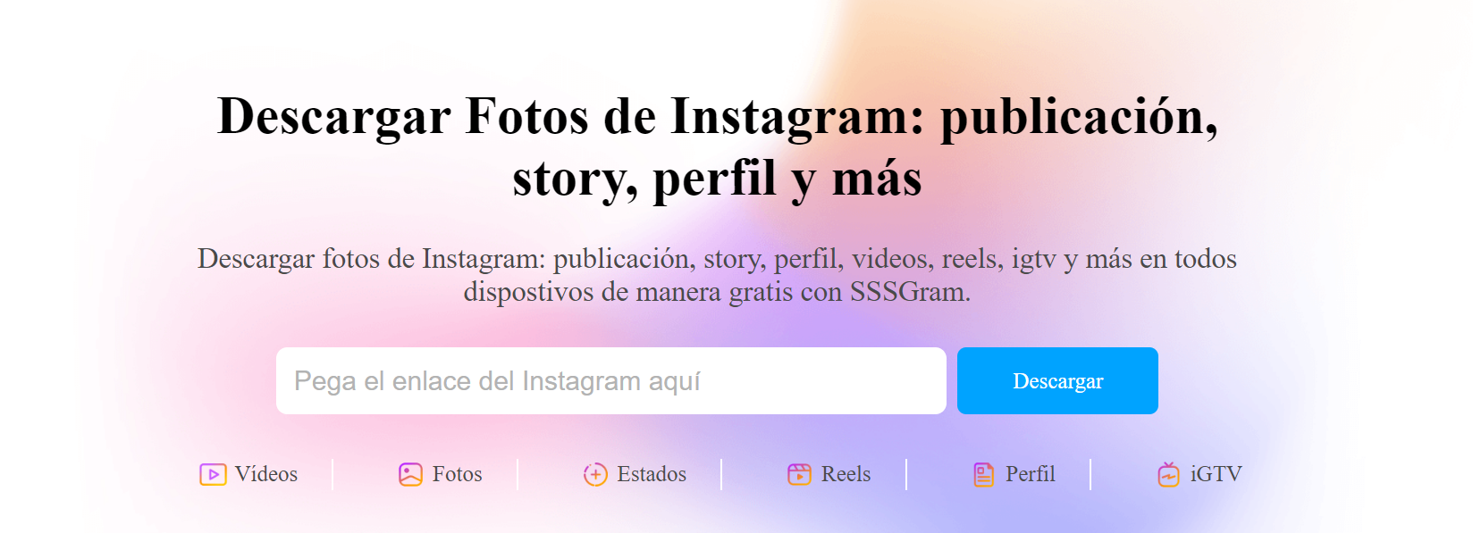 SSSGram, permite descargar todo tipo de contenidos de Instagram de manera muy intuitiva, rápida y online.