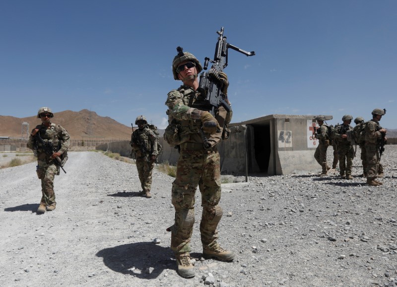 IMAGEN DE ARCHIVO. Tropas estadounidenses patrullan en una base del Ejército Nacional Afgano en la provincia de Logar, Afganistán, Agosto 7, 2018 (REUTERS/Omar Sobhani)