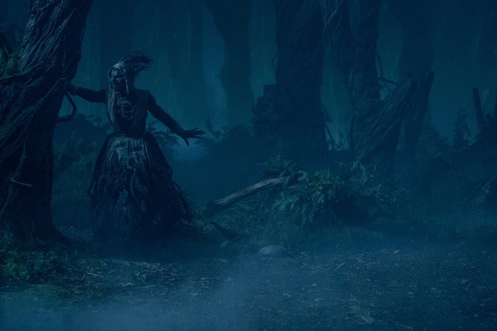 Lize Johnston como Keziah/Bruja en el episodio "Sueños en la casa de la bruja". (Netflix)