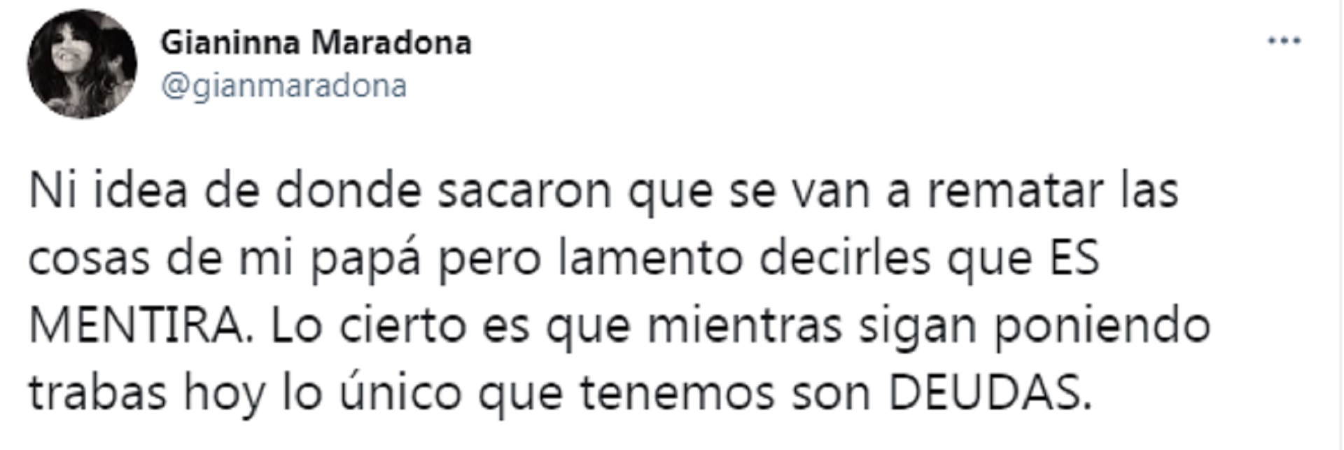 El tuit de Gianinna Maradona