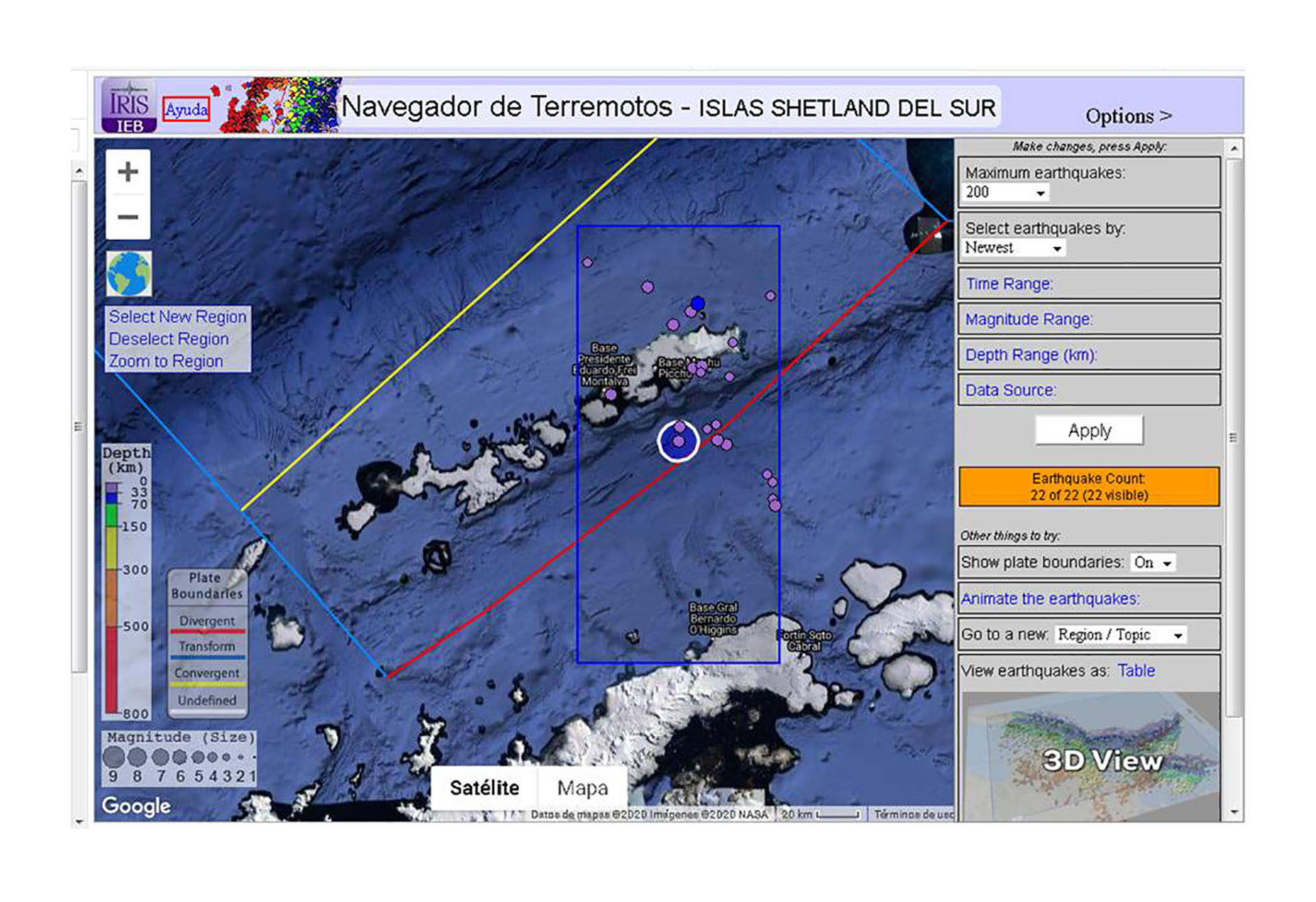 La información sismográfica de las Islas Shetland del Sur, donde se encuentra emplazada la estación científica Carlini