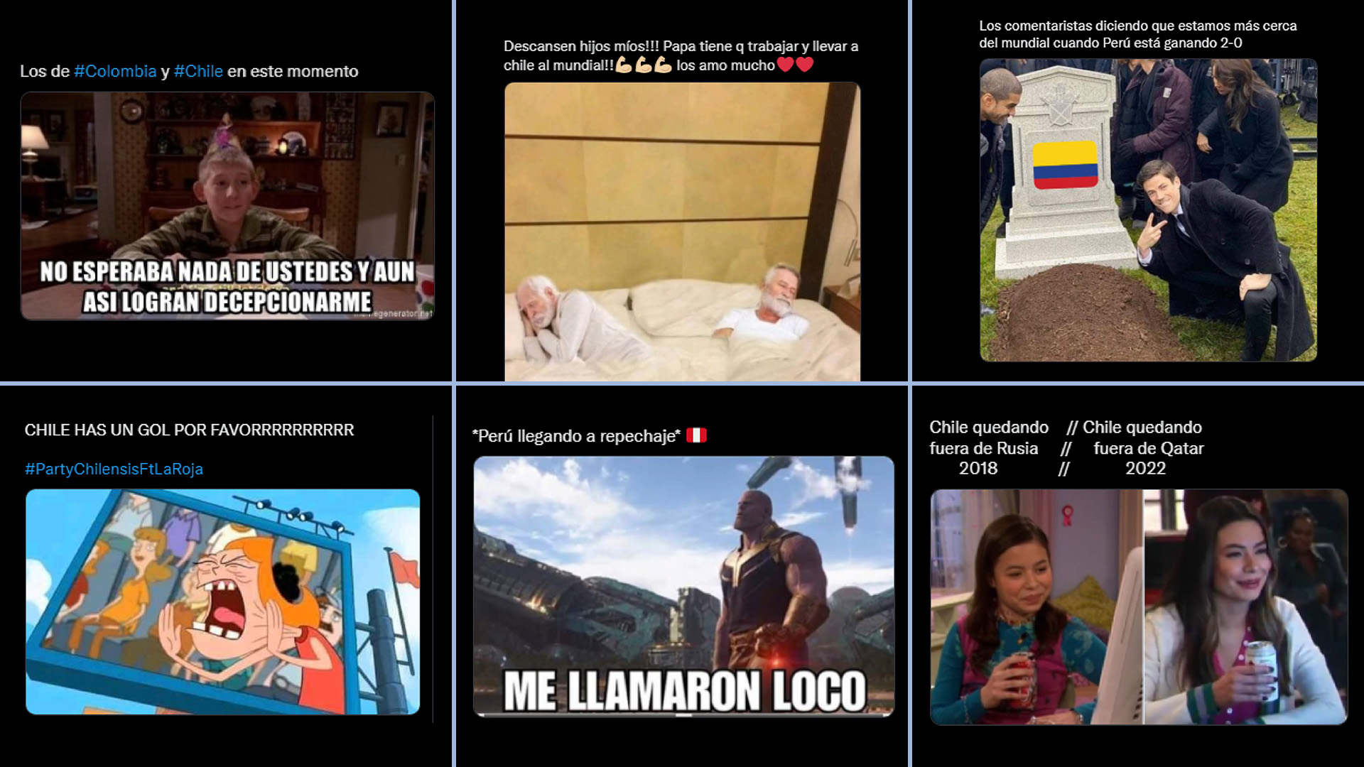 Los memes sobre Chile y Colombia