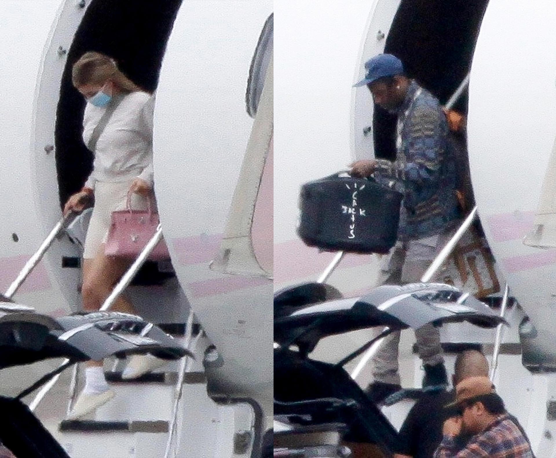 Kylie Jenner y Travis Scott en una escapada de fin de semana con su hija Stormi en el jet privado rosa de la empresaria (The Grosby Group)