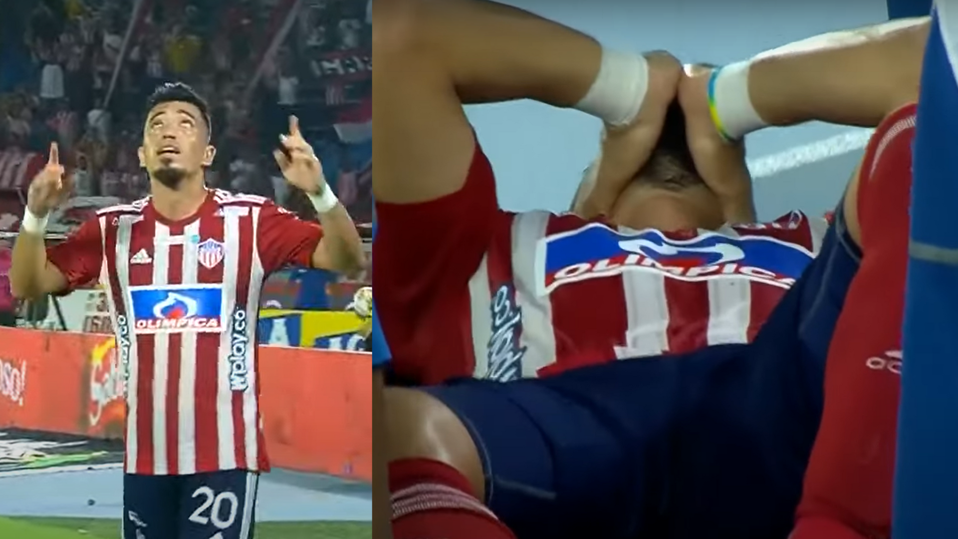 Fernando Uribe y una noche de dos caras: del cielo le cayó su reencuentro al gol con Junior, pero se retiró lesionado