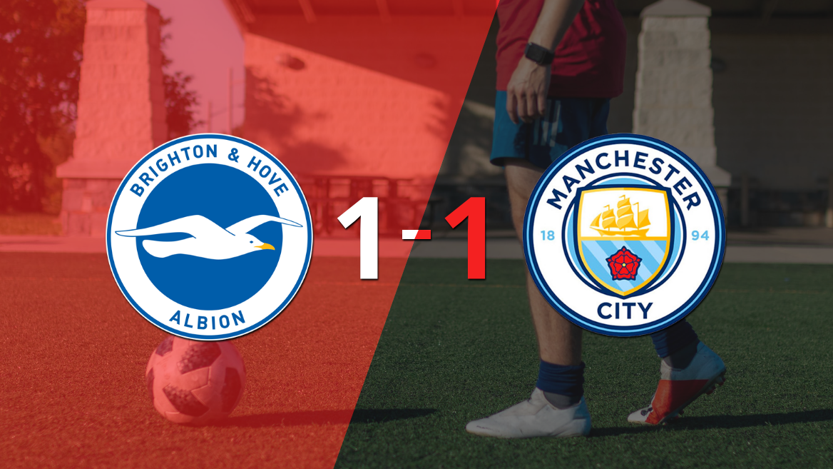 Reparto de puntos en el empate a uno entre Brighton and Hove y Manchester City