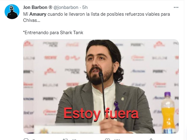 Afición de chivas tundió a Amaury Vergara por participar en Shark Tank (Foto: Twitter/@jonbarbon)