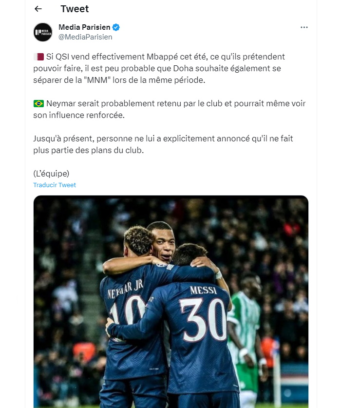 El giro inesperado sobre el futuro de Mbappé y Neymar que informó Media Parisien (Twitter)