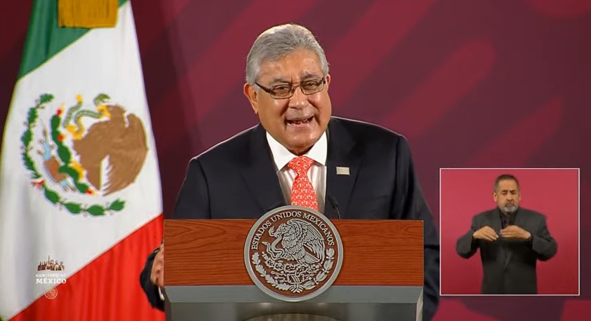 El secretario general del Sindicato Nacional de Trabajadores de la Educación (SNTE), Alfonso Cepeda Salas, durante la conferencia matutina de López Obrador del pasado 15 de mayo. Foto: Captura de Pantalla