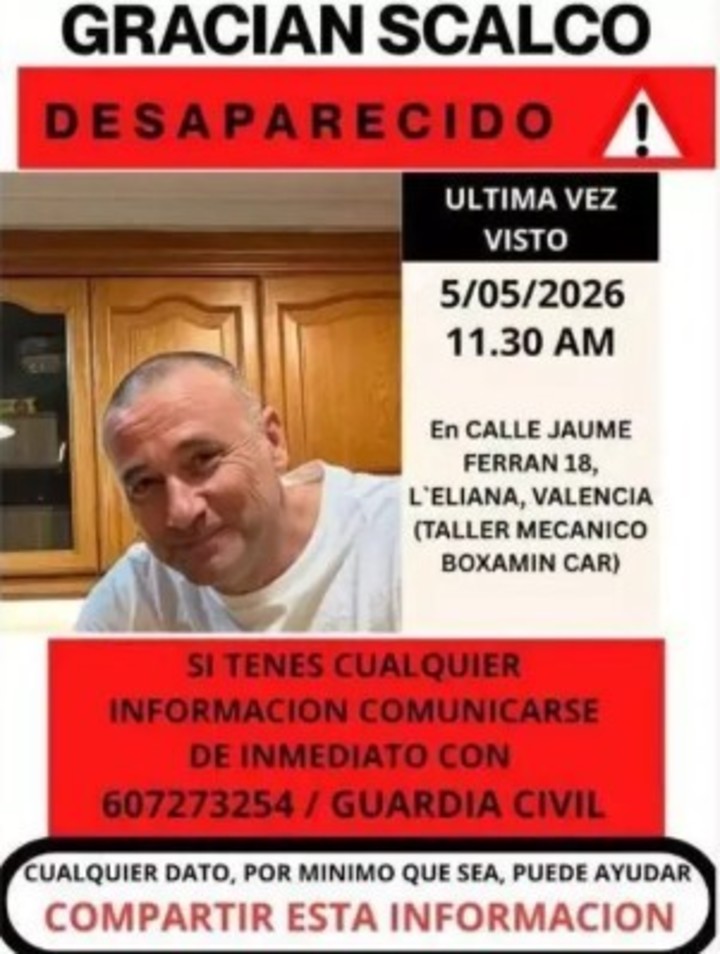 Buscan intensamente a un argentino que desapareci&oacute; en Espa&ntilde;a: dej&oacute; su auto en el taller y nunca volvi&oacute;