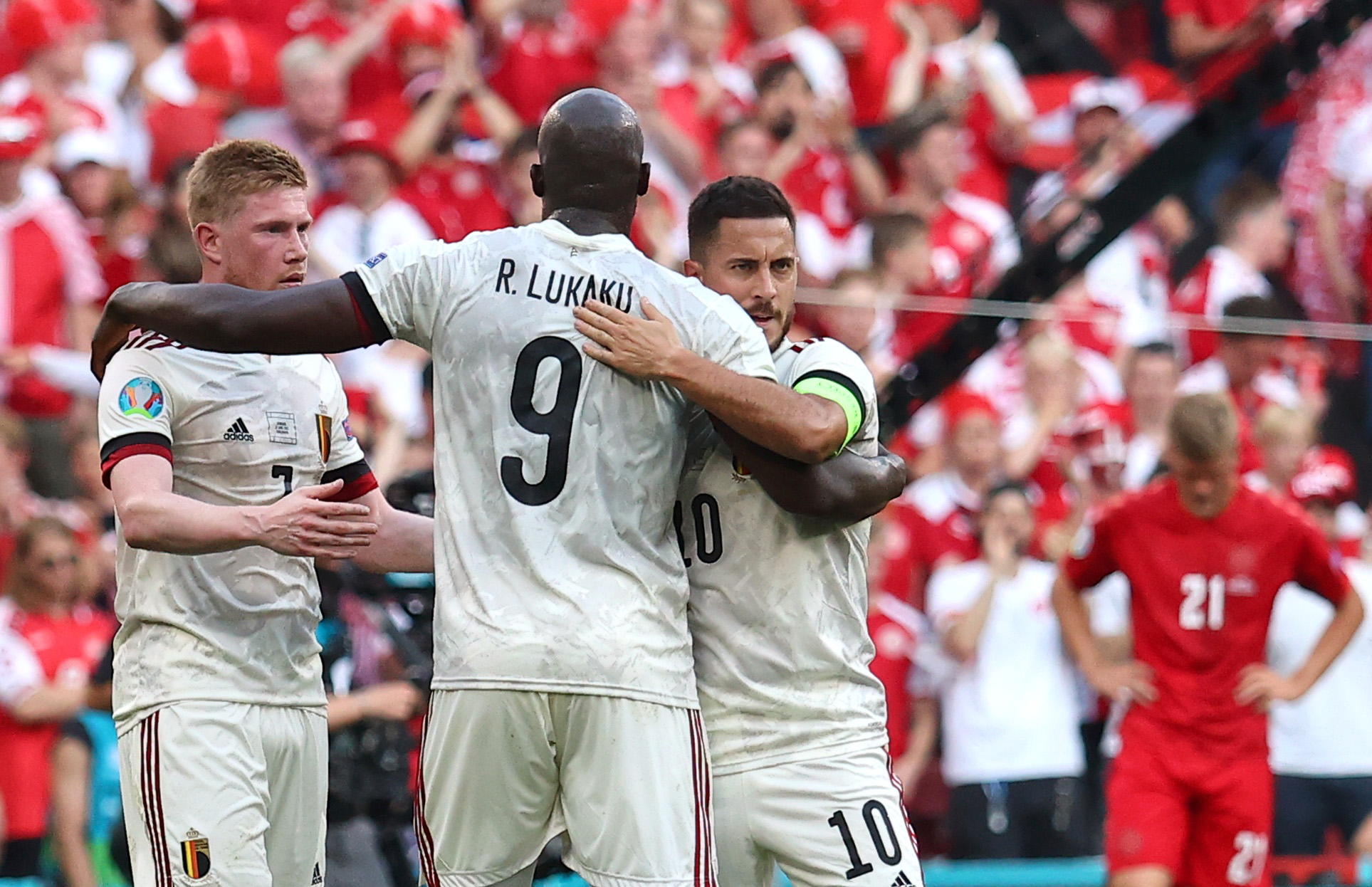 De Bruyne, Lukaku y Eden Hazard, el trío que sueña con llevar a Bélgica a las instancias finales del Mundial de Qatar 2022 (REUTERS/Wolfgang Rattay)