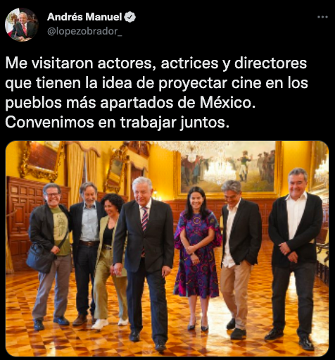 López Obrador se reunió con una comitiva de actores en Palacio Nacional (Foto: Twitter/@lopezobrador_)