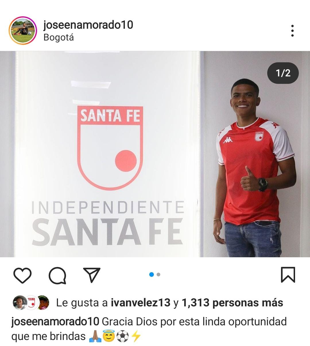 José Enamorado, el nuevo fichaje de Independiente Santa Fe. Tomado @joseenamorado10