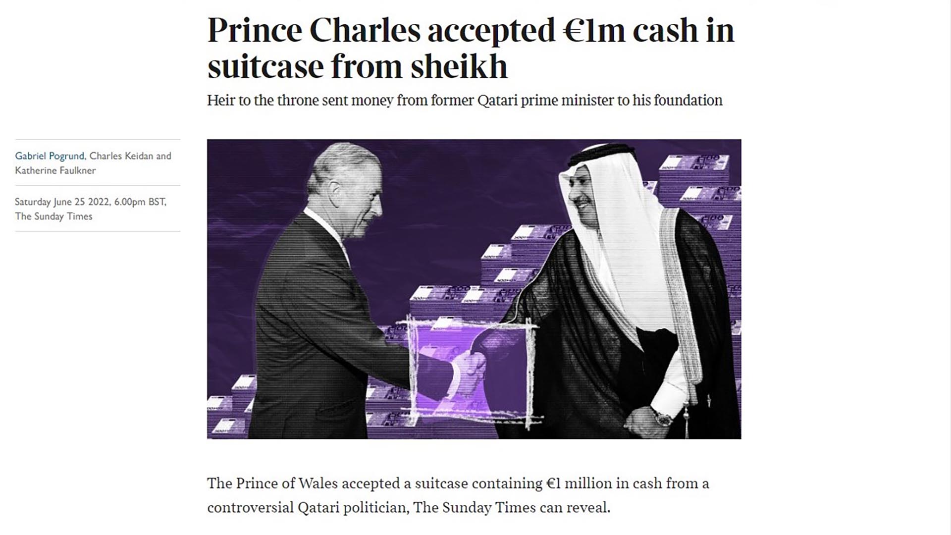 The Sunday Times difundió los pagos recbidos por el Príncipe Carlos
