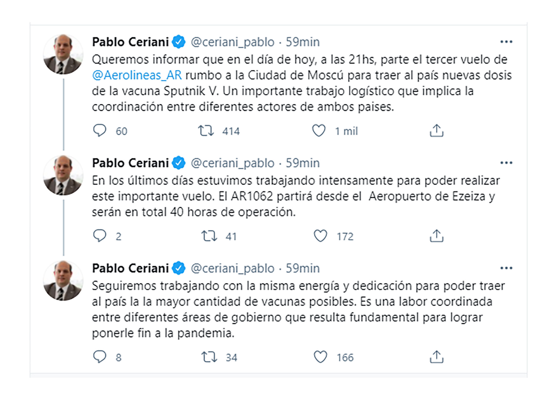El mensaje del presidente de Aerolíneas Argentinas antes de la partida del vuelo a Rusia 