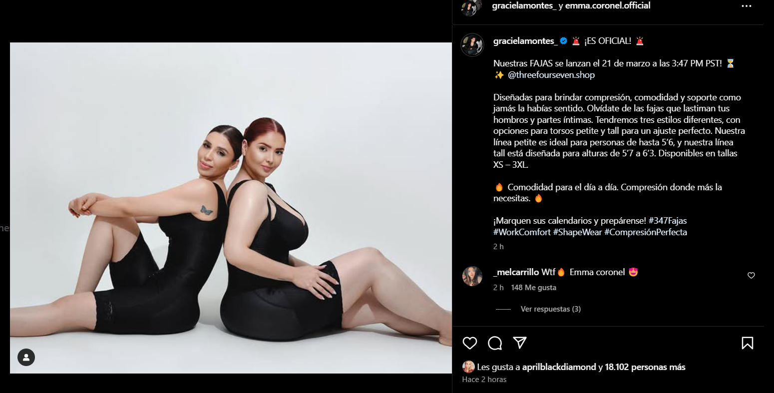 Emma Coronel lanzará negocio de fajas junto a la influencer Graciela Montes - Infobae