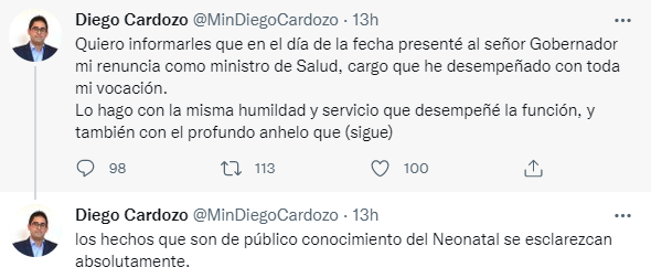 Anuncio del ministro de Salud de Córdoba