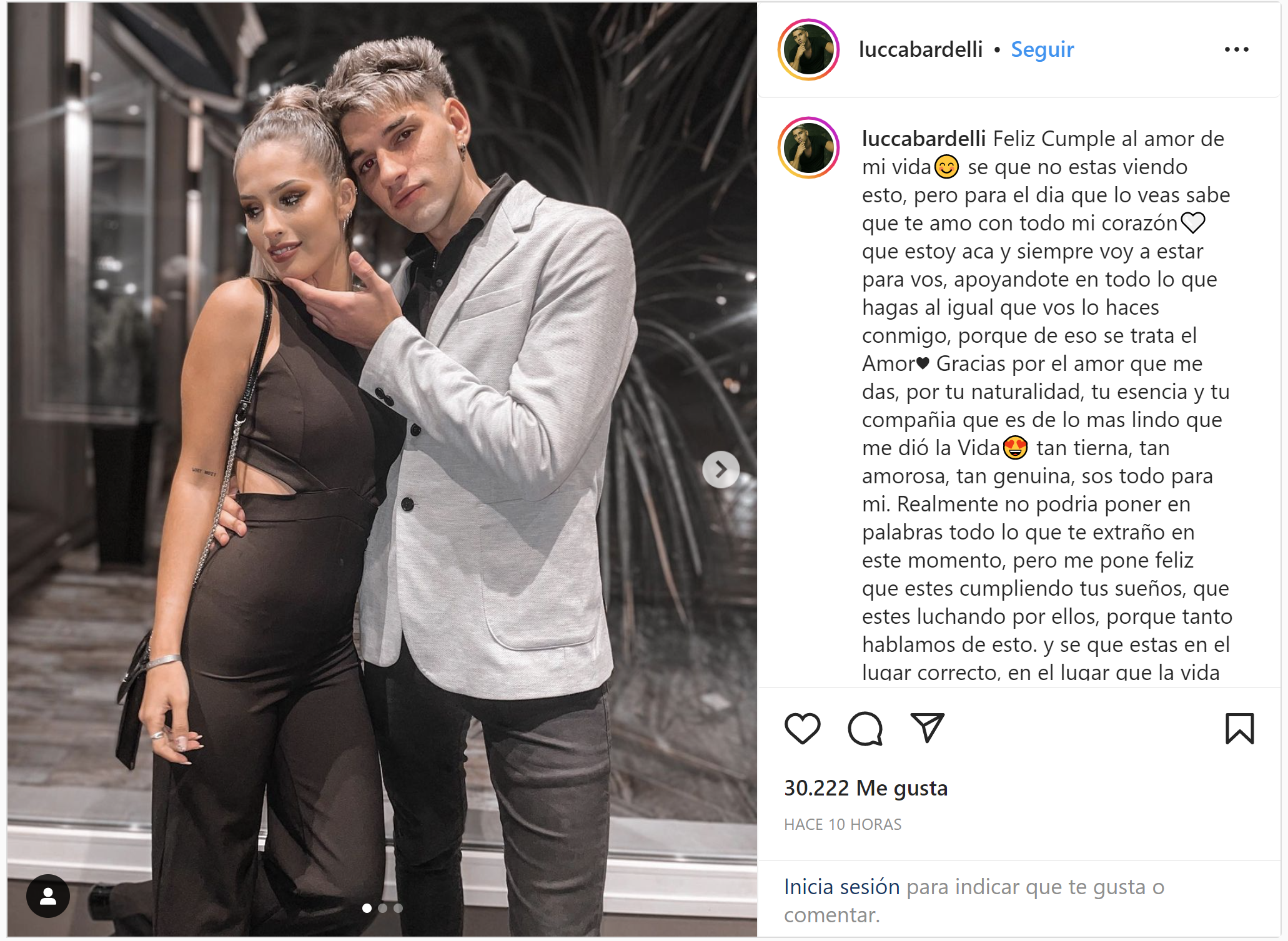 Lucca, el novio de Julieta de Gran Hermano, la saludó por su cumpleaños (Foto: Instagram)