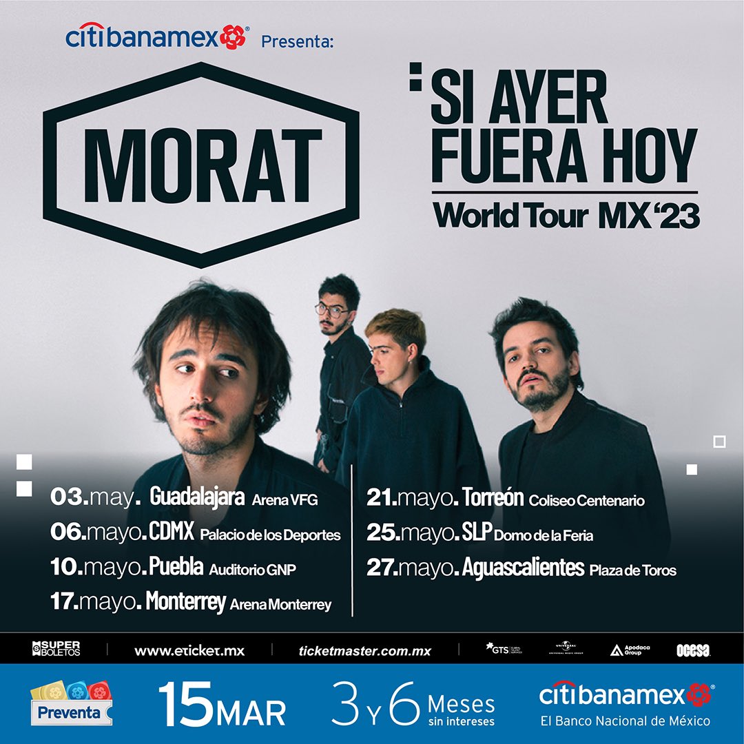 Durante su gira anterior, Morat logró dos sold out en el Auditorio Nacional de la Ciudad de México