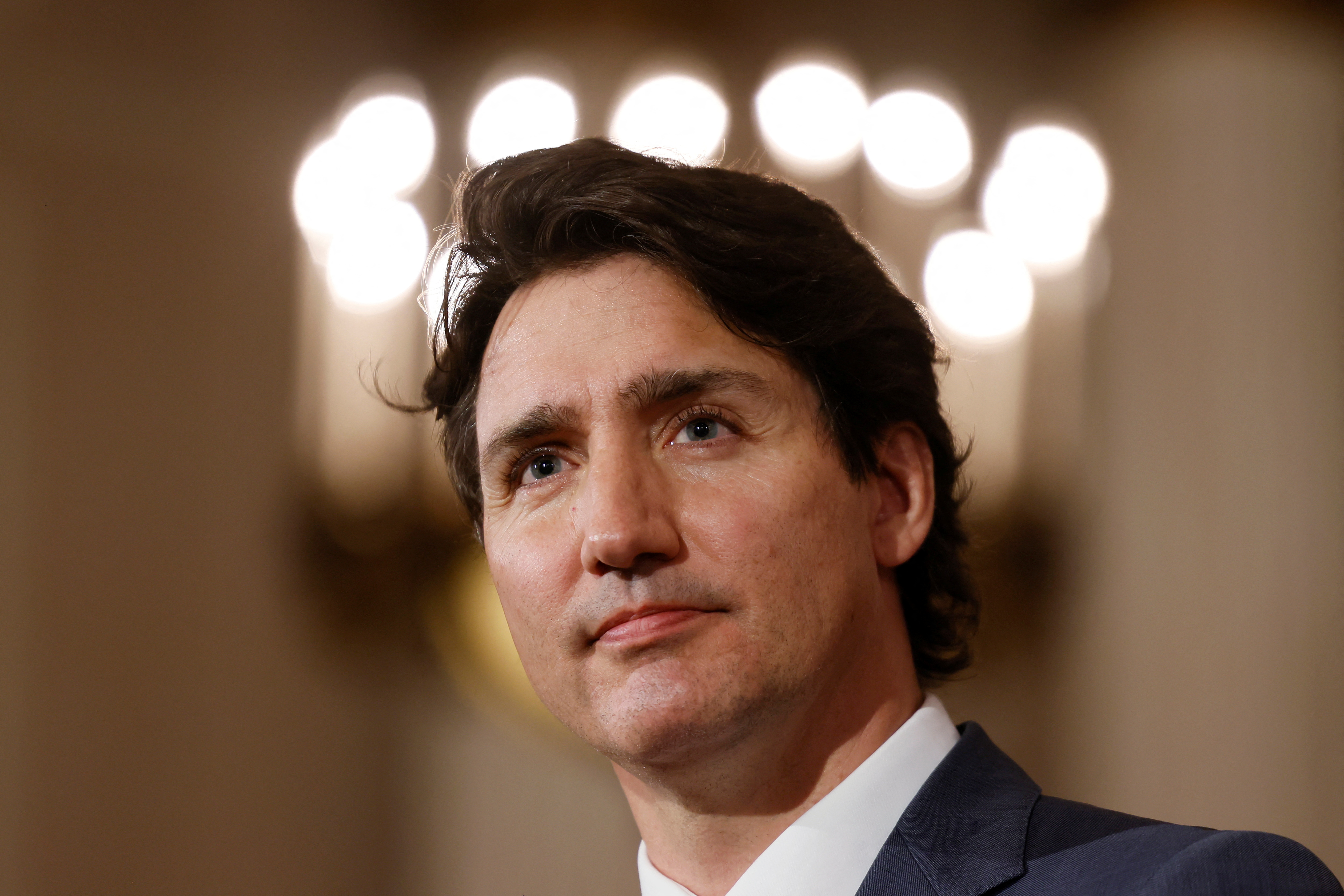 The Prime Minister of Canada Justin Trudeau speaks at a news conference on gun control law introduced today, May 30, 2022, in the House of Commons in Ottawa, Ontario, Canada.  REUTERS / Blair Cables